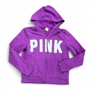 PINK Victoria's Secret Purple Full-Zip Hoodie with White Logo